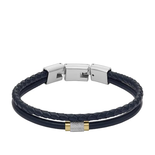 Tipo di chiusura: fibbia Fossil Bracciale multifilo All Stacked Up da uomo in pelle blu navy, JF04703998