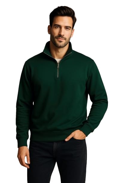 Image of Half Zipper Solid Sweatshirt for Men
