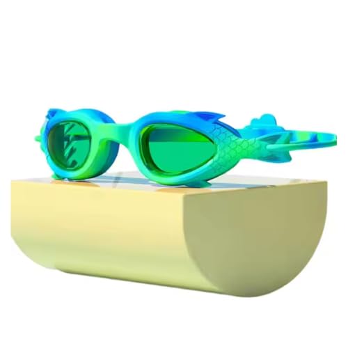 Image of First Lens Kids Swimming Goggle Mermaid Designed with Fish Tail Cap for Boys & Girls | AntiFog | UV Protection | Durable | Age 3 to 8 - Blue Light Green