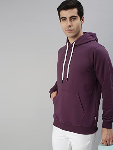 Image of Veirdo Cotton Fleece Regular Fit Hooded Sweatshirt Full Sleeves Solid Jumper Hoodie for Men /Boys