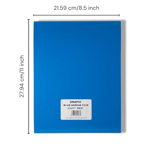 Image of Grafix Shrink Film, Blue Opaque, 8.5 x 11 in, Pack of 50