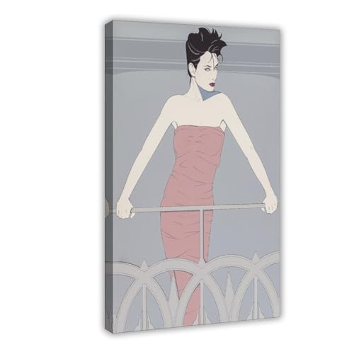 Impression sur toile haut de gamme de Patrick Nagel tableau femme et statue liberté