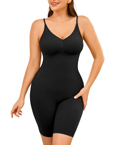 Shapewear for Women Tummy Control Seamless Bodysuit Butt Lift Body Suits with Adjustable Straps Mid Thigh