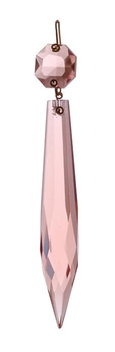 Image of B&P Lamp 3 Inch Crystal Chandelier Light Replacement Pendant Prism, U-Drop, Pink Color, Brass Pin