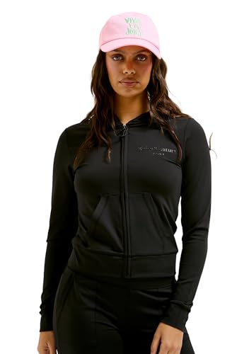 Juicy Couture Ennis Hoodie Kapuzensweatjacke, Sweatjacke mit Kapuze und Reißverschluss in Verschiedenen Farben Felpa con Cappuccio, Nero, S Donna
