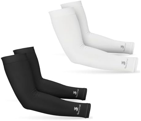 SportsTrail Cooling Arm Sleeves for Men & Women Black and White bundle