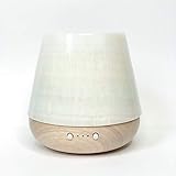 Shades of Nature Stone Diffuser, Hand Carved Translucent Onyx Stone & Beech Wood Base, Ultrasonic Essential Oil Diffuser for Aromatherapy, 180ml, Silent for Sleep Support, Natural Light (White Cloud)