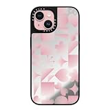 CASETiFY Magsafe 対応ミラー iPhone 15 ケース [反射性 / 1.5mからの落下試験をクリア / Magsafe に対応] - Pink Geometric Sakura - シルバー (ブラックバンパー)