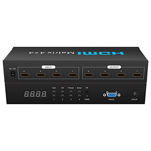 Matriz HDMI 4x4 4K con control IR y RS232 para cuatro pantallas 2