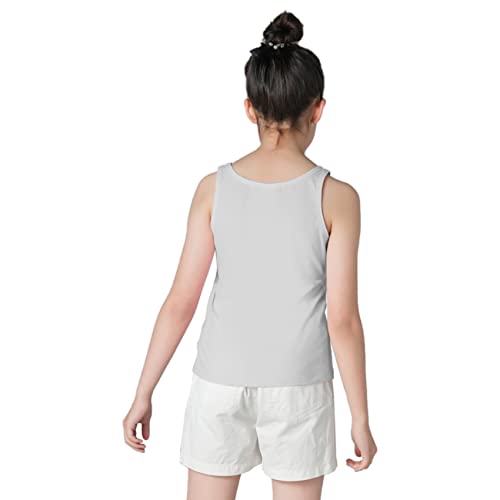 Image of QBK 6-16Years Girls Tank Top with Built in Bra Training Bras Cotton Camisole Built in Bra Undershirts with Shelf Bra