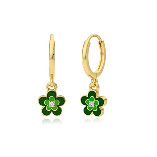 Boucles d'oreilles fleurs émail argent 925 bijoux pendants femme