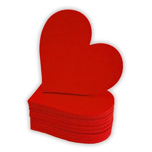 edelkern Filz Herz Untersetzer | rote Filzherzen | rote Untersetzer Deko...