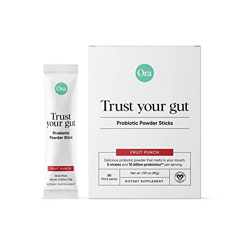 Ora Organic Probiotic Pixies with Prebiotics - Vegan Probiotics for Digestive Health | Dairy-Free, Gluten-Free, No Sugar Added, for Sensitive Stomachs - 30 Fast Dissolving Powder Sticks