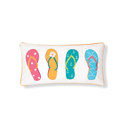 C&F Home 4 Flip Flops Pillow Beach Summer Beach Sandals Tropical Decor Decoration Embroidered Throw Pillow for Couch Chair Living Room Coastal Bedroom Beach House 12