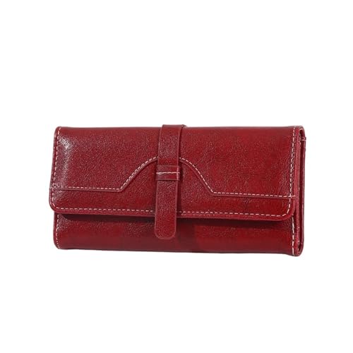 Womens wallet Women's wallet long personality versatile fashion women's bag clutch bag(Red)