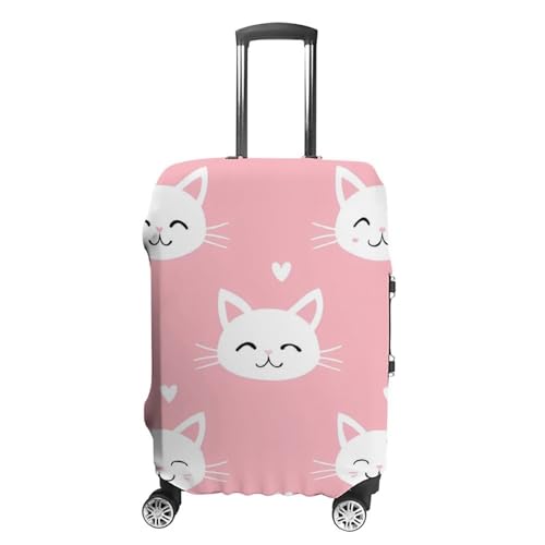Cute Cat Face Luggage Protector Suitcase Cover Anti-Scratch Washable Fit 18-32 Inch Travel Luggage