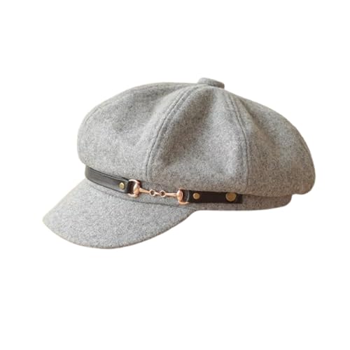 Béret en feutre octogonal gris pour femme en taille 58 cm