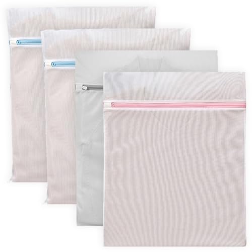 4 Pieces Reinforced Laundry Wash Bags Zippered Meshes Garment For Washing Machine Travel Organizers Sorting Laundry Multiple Sizes3