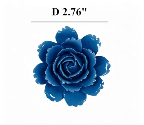 Image of Royal Blue,Camellia, 2.76 inch,Ceramic Flower Wall Art Decor, Artificial Flower Wall Sculpture,Handmade Ceramic Flowers for Home,Hallway,Living Room, Kitchen,Bathroom