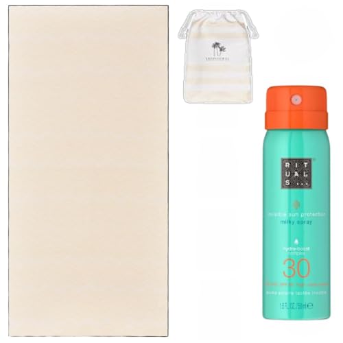 RB INTERNATIONAL Toallas de playa con bolsa y paquete de spray lechoso de protección solar