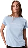 Calvin Klein Donna T-Shirt Maniche Corte Logo Classic Regular Fit, Blu (Cerulean), L