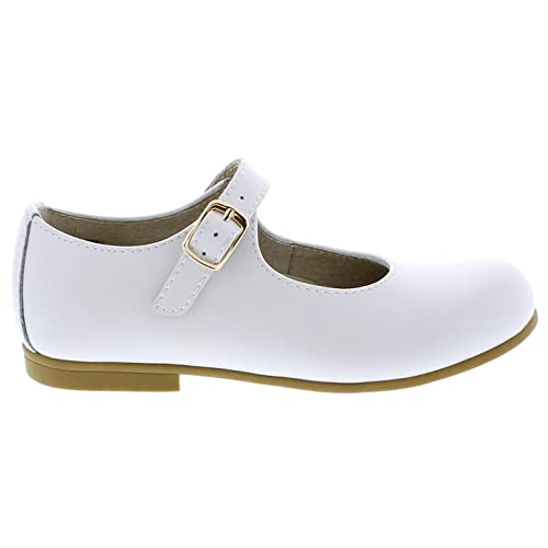 FOOTMATES Laura Mary Jane T-Strap Leather Girls Party Dress Shoes with Custom-Fit Insoles, Slip-Resistant Non-Marking Outsoles - for Toddlers and Little Kids, Ages 1-83