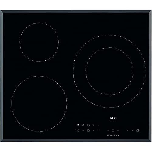 AEG IKS6330DFB Placa inducción 60 cm, Extraplana 3 zonas, Zona Doble 28cm, Biselada, Función Pausa, Calentamiento rápido, Controles Táctiles, Conexión Automática, Temporizador