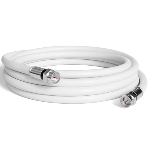 THE CIMPLE CO - Cabo coaxial RG6 de 9 m - Cabo coaxial RG6 para TVs, antenas, Internet, CATV, áudio/vídeo - Fio coaxial interno/externo blindado duplo 0,9 metros, branco