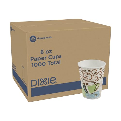 Dixie PerfecTouch 8 oz Paper Coffee Cups By GP PRO Coffee Haze Design 1000 Count (50 Disposable Cups Per Sleeve 20 Sleeves Per Case) 5338CD