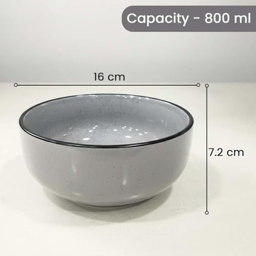 Image of The Earth Store Grey Marble Serving Bowl - 800ML Ceramic Serving Bowl | Microwave & Dishwasher Safe Ceramic Bowl for Home, Gifting & Restaurants
