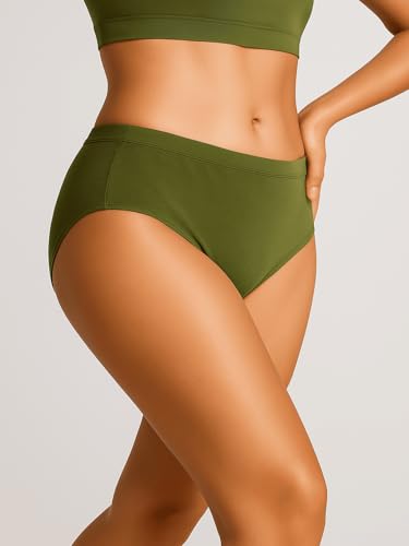 Image of Women's Soft Cotton Mid-Rise Bikini Briefs | Pack of 2 | Seamless Feel | Stretchable & Breathable Everyday Underwear | Comfortable Fit