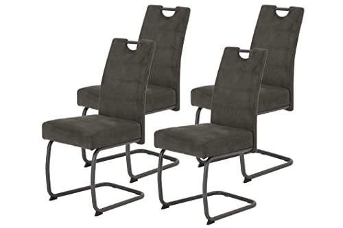 Apollo 4er Set Schwingstuhl, Küchenstuhl Flora VI, Microfaser Vintage...