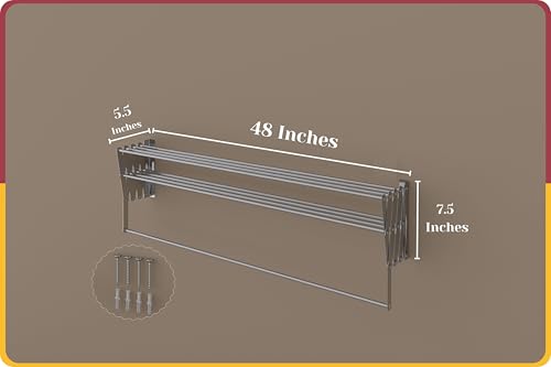 Image of Amiraj Foldable Wall Mounted Clothes Drying Stand |Heavy Duty Rust-Free Stainless Steel Zigzag Cloth Dryer Rack|9 Rod, 4 Feet |Space Saving Laundry Drying Rack for Balcony, Bathroom, Indoor & Outdoor