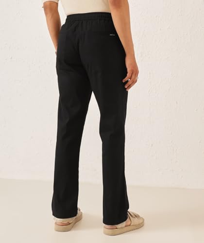 Image of Majestic Man Men's Premium Linen Blend Pants | Lightweight Fabric | Elastic Waist with Drawstring | Regular Fit | Side, Back Pockets | Perfect for Casual, Holidays & Travel