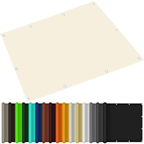Sonnenschutz Balkon 0.6 x 1.6 m Seitenmarkise Schattierungsnetz Wetterbeständig Rechteck Uv-Block mit Ösen Und Befestigungsseile für Camping Patio Schwimmbad, cremefarben
