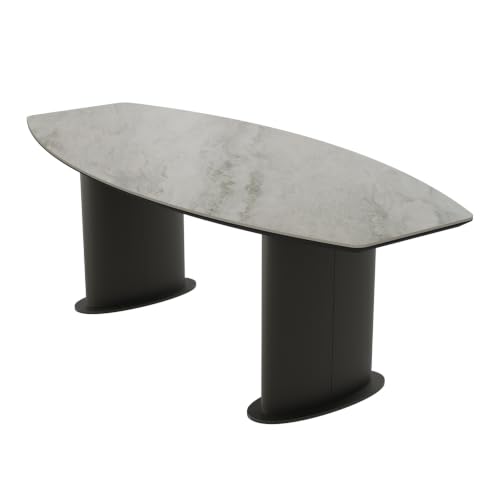 Image of Wakefit Crosne Dining Table - Antalia Beige - 6 Seater I Marble Finish I Vitrified Tile Top I Antalia Beige
