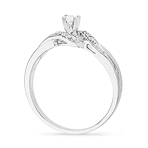 DGOLD 10KT White Gold Round Diamond Twisted Promise Ring (0.12 cttw)3