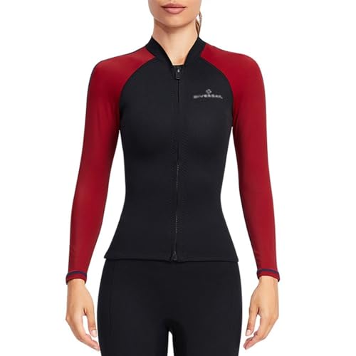 Chaqueta de Neopreno para Mujer 1.5mm Manga Larga con Cierre Frontal para Protección Solar, ideal para Surf, Navegación, Kayak y Snorkel (Negro, Mediana) miniatura 1