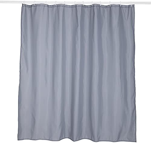 KAV Polyester Shower Curtain - Mould and Mildew Resistant, Soft Fabric, Machine Washable - Available in Black Colour with 12 Matching Hooks - Size 1.8m x 1.8m and 1.8m x 220cm