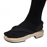 [ＡＢＵＮＤＡＮＴＤＯＯＤＳ] 下駄 靴 プラットフォーム レディース コスプレ 桐木 外出 お盆 日常 ふんわり おしゃれ ファッション 夏 小物 黒い靴下付き 10色 (ブラック, 27.0 cm)