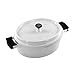 ROSSETTO Cocotte Ovale en Fonte Induction Revêtement Anti-adhésif Faitout Fonte d'Aluminium avec Couvercle Deux Coussinets en Silicone Amovibles (Blanc Clair, 38 cm,10L)