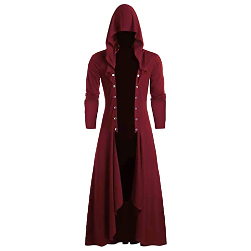 Darringls Veste à capuche vintage pour homme - Costume d'Halloween rétro - Cape de carnaval - Vêtements de fête - Assassin's Creed Renaissance médiévale...