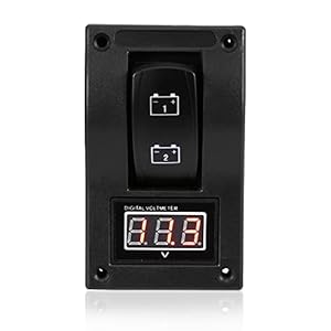 Akozon Boot Voltmeter Schakelaar, 12V DC Marine Boot Voltmeter LED Dual Batterij Test Panel Tuimelschakelaar ON-OFF-ON…