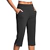 Women Stretch Yoga Capris Casual Tummy Control Workout Capri Pants High Waisted Yoga Leggings Cropped Golf Pants with Pockets