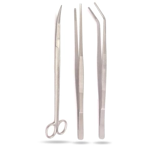 Precise Canada: 3 Pcs Stainless Steel Aquarium Fish Tank Kit,Aquatic Plant Tweezer Scissors Tools Set,Fish Starter Kits for Pruning Cleaning Water Plant Grass Etc,Average Length 30cm