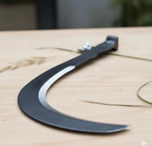 Image of Shree Somgiri Grass Sikle Cutter Head, Manganese Steel Blade, 20 cm Curved Blade, Silver, Manual Operation for Grass and Weeds