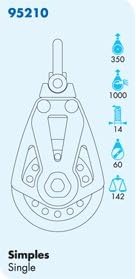 Nautos # 95210- Plain LINE 60 MM - Single Swivel- Sailboat Hardware