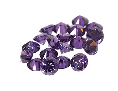 HI International Supply of AAA 1mm to 7mm Amethyst Purple Round Cubic Zirconia Loose Stone. Diamond brilliant cut. Zircon