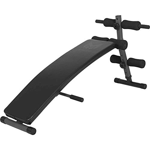 GYRONETICS® Sit Up Bank - Klappbar, Verstellbar, mit gepolsterte Beinfixierung, 121x31x48 cm, bis 120kg Belastbar, Schwarz - Trainingsbank, Hantelbank, Bauchtrainer, Sit-Up, Rückentrainer, Fitnessbank