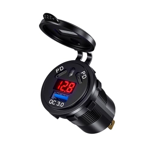 45W USB C Quick Charger 18W USB Charger Socket Waterproof with LED Voltmeter for Car Boats Marine Bus Truck Motorcycle